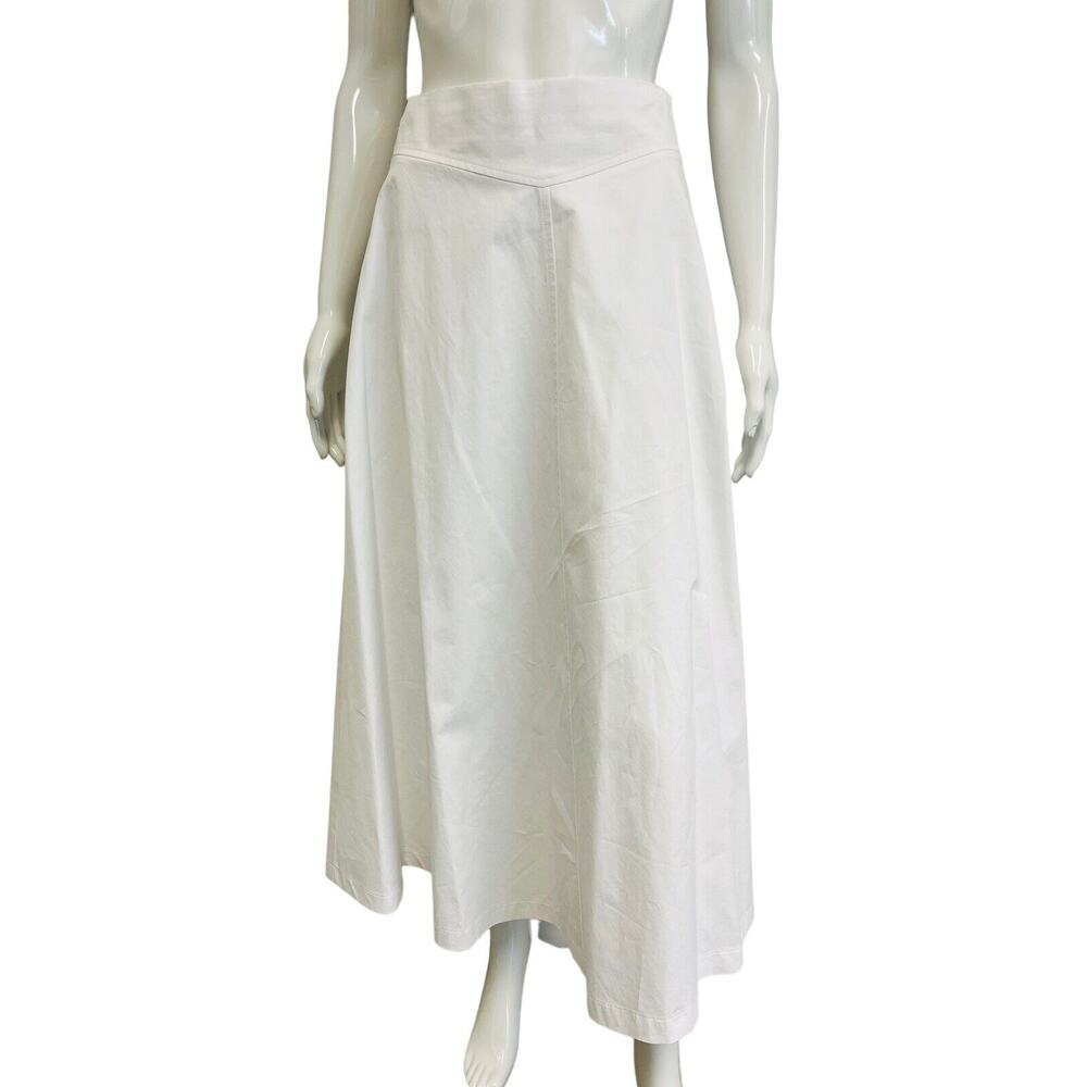 MIGNON DOO White 100% Cotton Steampunk Midi A-Line Skirt Size M